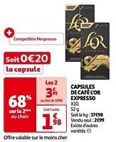 Promoties Capsules de café l`or expresso - Douwe Egberts - Geldig van 14/05/2024 tot 21/05/2024 bij Auchan
