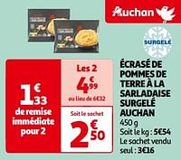 Promoties Écrasé de pommes de terre à la sarladaise surgelé auchan - Huismerk - Auchan - Geldig van 14/05/2024 tot 21/05/2024 bij Auchan