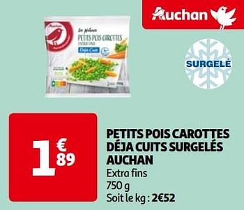 Promoties Petits pois carottes déja cuits surgelés auchan - Huismerk - Auchan - Geldig van 14/05/2024 tot 21/05/2024 bij Auchan