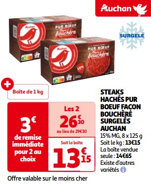 Steaks hachés pur boeuf façon bouchère surgelés auchan-Huismerk - Auchan