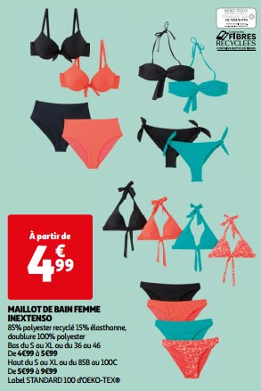 Promotions Maillot de bain femme inextenso - Inextenso - Valide de 14/05/2024 à 15/07/2024 chez Auchan Ronq
