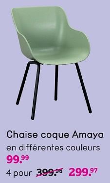 Promotions Chaise coque amaya - Produit maison - Leen Bakker - Valide de 12/05/2024 à 26/05/2024 chez Leen Bakker