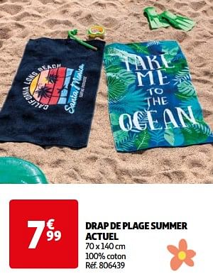 Promotions Drap de plage summer actuel - Actuel - Valide de 14/05/2024 à 15/07/2024 chez Auchan Ronq
