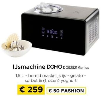 Promoties Ijsmachine domo do92521 genius - Domo elektro - Geldig van 09/05/2024 tot 20/05/2024 bij Molecule