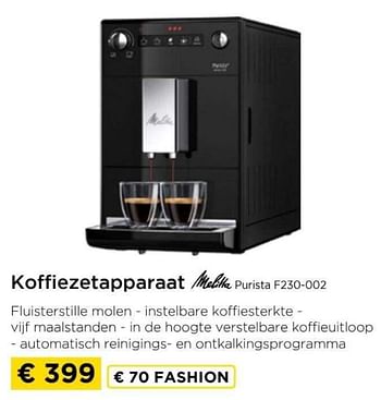 Promoties Koffiezetapparaat melitta purista f230-002 - Melitta - Geldig van 09/05/2024 tot 20/05/2024 bij Molecule