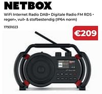 Promoties Netbox wifi internet radio dab+ digitale radio fm rds regen vuil + stofbestendig - Perfect Pro - Geldig van 20/05/2024 tot 30/06/2024 bij Europoint