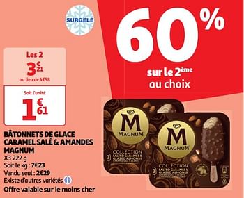 Promotions Bâtonnets de glace caramel salé + amandes magnum - Ola - Valide de 14/05/2024 à 19/05/2024 chez Auchan Ronq