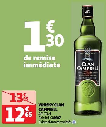 Promotions Whisky clan campbell - Clan Campbell - Valide de 14/05/2024 à 19/05/2024 chez Auchan Ronq