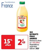 Promotions Jus de fruits frais andros - Andros - Valide de 14/05/2024 à 19/05/2024 chez Auchan Ronq