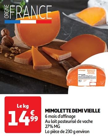 Promotions Mimolette demi vieille - Produit Maison - Auchan Ronq - Valide de 14/05/2024 à 19/05/2024 chez Auchan Ronq