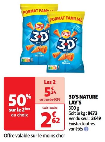 Promotions 3d`s nature lay`s - Lay's - Valide de 14/05/2024 à 19/05/2024 chez Auchan Ronq
