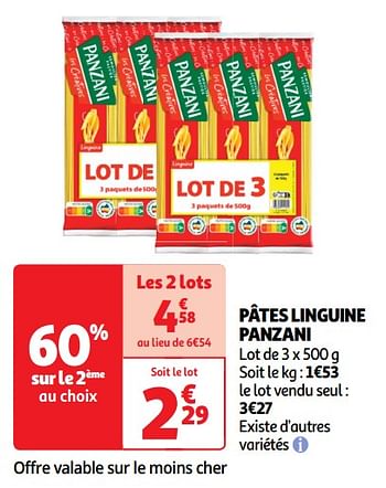 Promotions Pâtes linguine panzani - Panzani - Valide de 14/05/2024 à 19/05/2024 chez Auchan Ronq