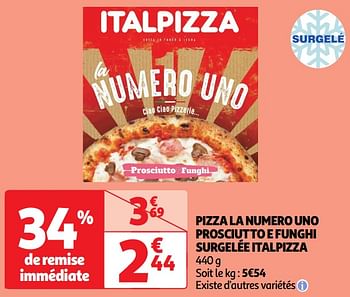 Promotions Pizza la numero uno prosciutto e funghi surgelée italpizza - Italpizza - Valide de 14/05/2024 à 19/05/2024 chez Auchan Ronq