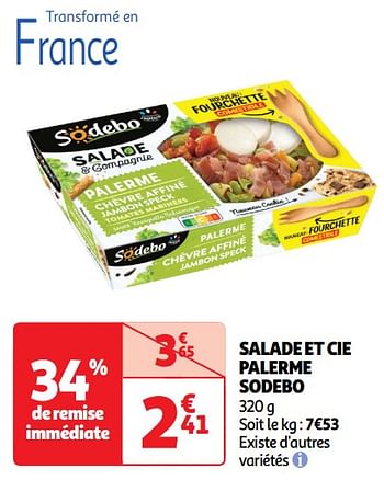 Promotions Salade et cie palerme sodebo - Sodebo - Valide de 14/05/2024 à 19/05/2024 chez Auchan Ronq