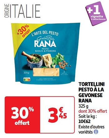 Promotions Tortellini pesto à la gevonese rana - Giovanni rana - Valide de 14/05/2024 à 19/05/2024 chez Auchan Ronq
