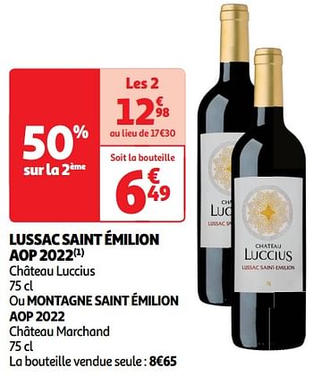 Promotions Lussac saint émilion aop château luccius - Vins rouges - Valide de 14/05/2024 à 19/05/2024 chez Auchan Ronq