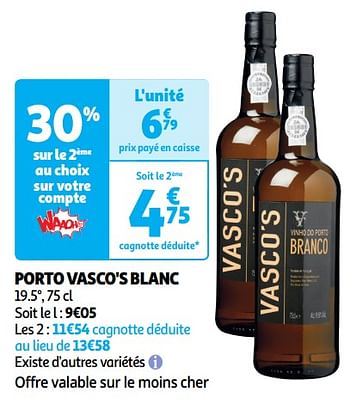 Promotions Porto vasco`s blanc - Produit Maison - Auchan Ronq - Valide de 14/05/2024 à 19/05/2024 chez Auchan Ronq
