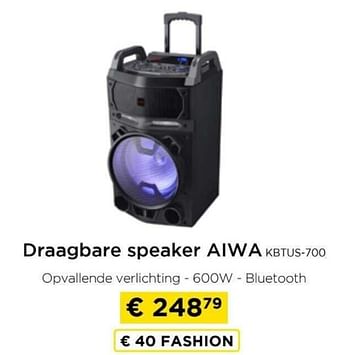Promoties Draagbare speaker aiwa kbtus-700 - Aiwa - Geldig van 09/05/2024 tot 20/05/2024 bij Molecule