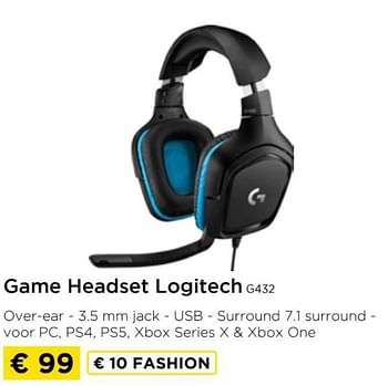 Promoties Game headset logitech g432 - Logitech - Geldig van 09/05/2024 tot 20/05/2024 bij Molecule