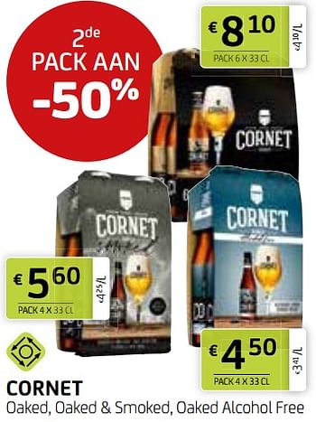 Promoties Cornet oaked oaked + smoked oaked alcohol free - Cornet  - Geldig van 10/05/2024 tot 23/05/2024 bij BelBev
