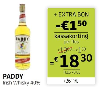 Promoties Paddy irish whisky - Paddy - Geldig van 10/05/2024 tot 23/05/2024 bij BelBev