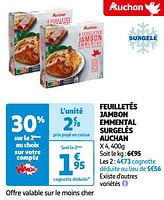 Promoties Feuilletés jambon emmental surgelés auchan - Huismerk - Auchan - Geldig van 14/05/2024 tot 21/05/2024 bij Auchan