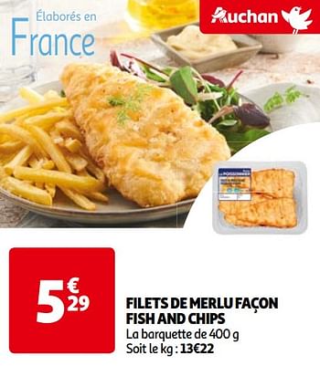 Promoties Filets de merlu façon fish and chips - Huismerk - Auchan - Geldig van 14/05/2024 tot 21/05/2024 bij Auchan
