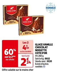 Glace vanille chocolat noisette cote d`or-Cote D