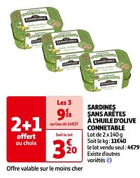 Sardines sans arêtes à l`huile d`olive connetable-Connétable