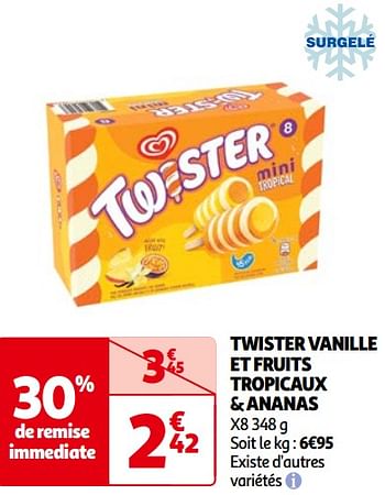 Promoties Twister vanille et fruits tropicaux + ananas - Ola - Geldig van 14/05/2024 tot 21/05/2024 bij Auchan