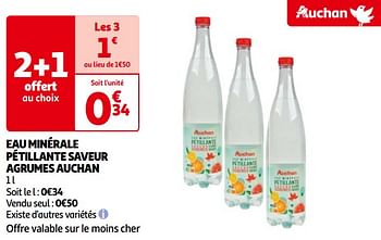 Promoties Eau minérale pétillante saveur agrumes auchan - Huismerk - Auchan - Geldig van 14/05/2024 tot 21/05/2024 bij Auchan