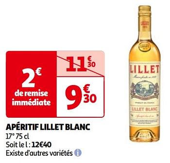 Promoties Apéritif lillet blanc - Lillet - Geldig van 14/05/2024 tot 21/05/2024 bij Auchan