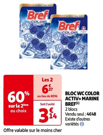 Promoties Bloc wc color activ+ marine bref - Bref - Geldig van 14/05/2024 tot 21/05/2024 bij Auchan
