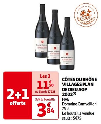 Promoties Côtes du rhône villages plan de dieu aop 2022 - Rode wijnen - Geldig van 14/05/2024 tot 21/05/2024 bij Auchan