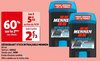 Promoties Déodorant stick intraçable mennen - Mennen - Geldig van 14/05/2024 tot 21/05/2024 bij Auchan