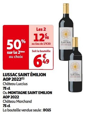 Promoties Lussac saint émilion aop 2022 château luccius - Rode wijnen - Geldig van 14/05/2024 tot 21/05/2024 bij Auchan
