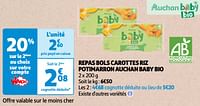 Repas bols carottes riz potimarron auchan baby bio-Huismerk - Auchan