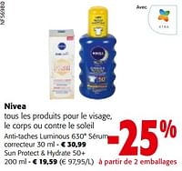 Promotions Nivea tous les produits pour le visage, le corps ou contre le soleil - Nivea - Valide de 08/05/2024 à 21/05/2024 chez Colruyt