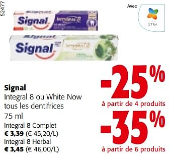 Promotions Signal integral 8 ou white now tous les dentifrices - Signal - Valide de 08/05/2024 à 21/05/2024 chez Colruyt