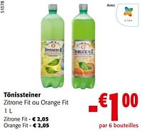 Promotions Tönissteiner zitrone fit ou orange fit - Tonissteiner - Valide de 08/05/2024 à 21/05/2024 chez Colruyt