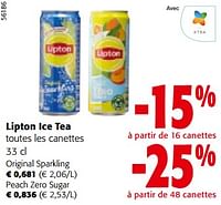 Promotions Lipton ice tea toutes les canettes - Lipton - Valide de 08/05/2024 à 21/05/2024 chez Colruyt