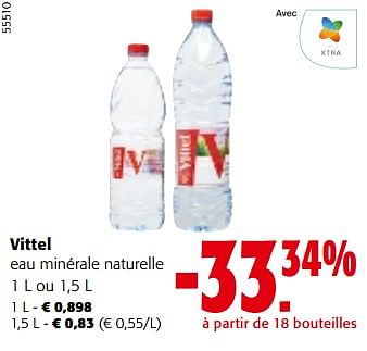 Promotions Vittel eau minérale naturelle - Vittel - Valide de 08/05/2024 à 21/05/2024 chez Colruyt