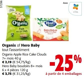 Promotions Organix of hero baby tout l’assortiment - Produit maison - Colruyt - Valide de 08/05/2024 à 21/05/2024 chez Colruyt