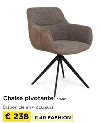 Promotions Chaise pivotante ferrara - Produit maison - Molecule - Valide de 09/05/2024 à 20/05/2024 chez Molecule