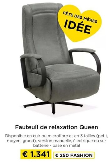 Promotions Fauteuil de relaxation queen - Produit maison - Molecule - Valide de 09/05/2024 à 20/05/2024 chez Molecule