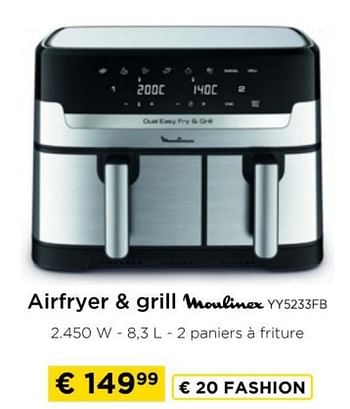 Promotions Airfryer + grill moulinex yy5233fb - Moulinex - Valide de 09/05/2024 à 20/05/2024 chez Molecule