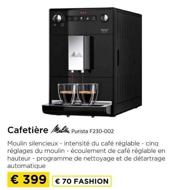 Promotions Cafetière melitta purista f230-002 - Melitta - Valide de 09/05/2024 à 20/05/2024 chez Molecule
