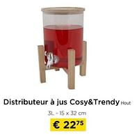 Promotions Distributeur à jus cosy+trendy hout - Cosy & Trendy - Valide de 09/05/2024 à 20/05/2024 chez Molecule