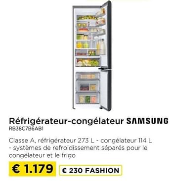 Promotions Réfrigérateur-congélateur samsung rb38c7b6ab1 - Samsung - Valide de 09/05/2024 à 20/05/2024 chez Molecule
