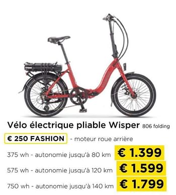 Promotions Vélo électrique pliable wisper 2806 folding - Wisper - Valide de 09/05/2024 à 20/05/2024 chez Molecule